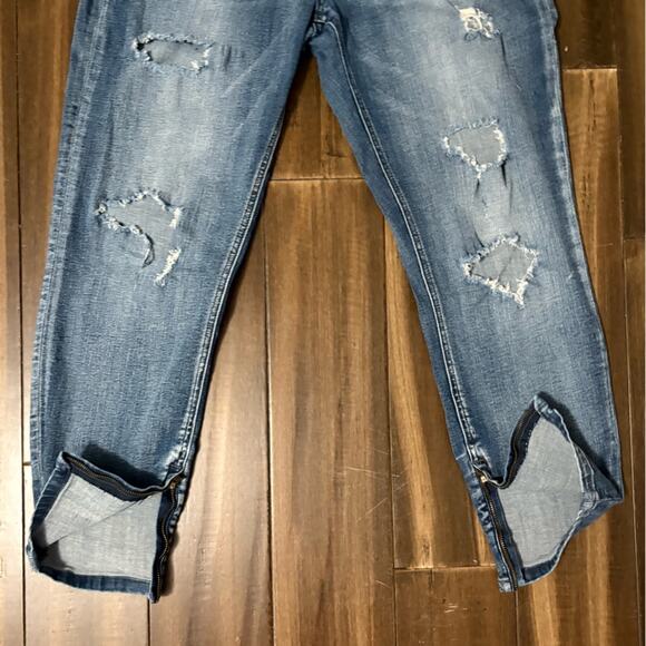 Pistola size 33 Blue Ankle Zipper Cropped Jeans, Distressed, High Rise 5 pocket - Picture 3 of 12